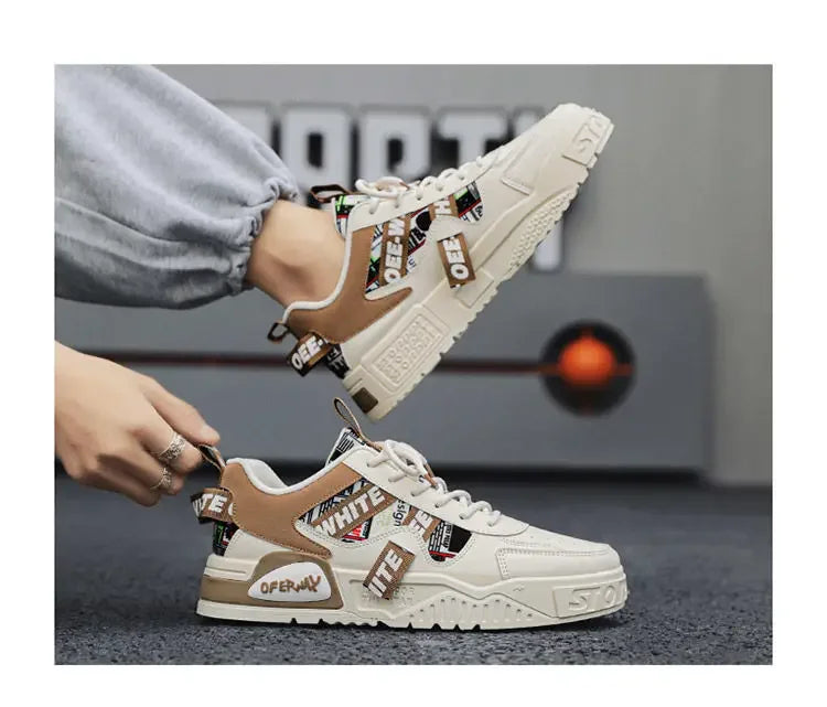Casual mode lædersneakers Nye skateboard-herresko Udendørs løbesko Sportssko Vandreture Tennis Plateausko Luksusfodtøj