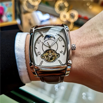 [Luxusní mechanické hodinky s tourbillonem] Lehké luxusní mechanické hodinky s tourbillonem pro muže – špičkový plně automatický model v módním „skeletovém“ stylu, ideální k profesionálnímu oblečení o