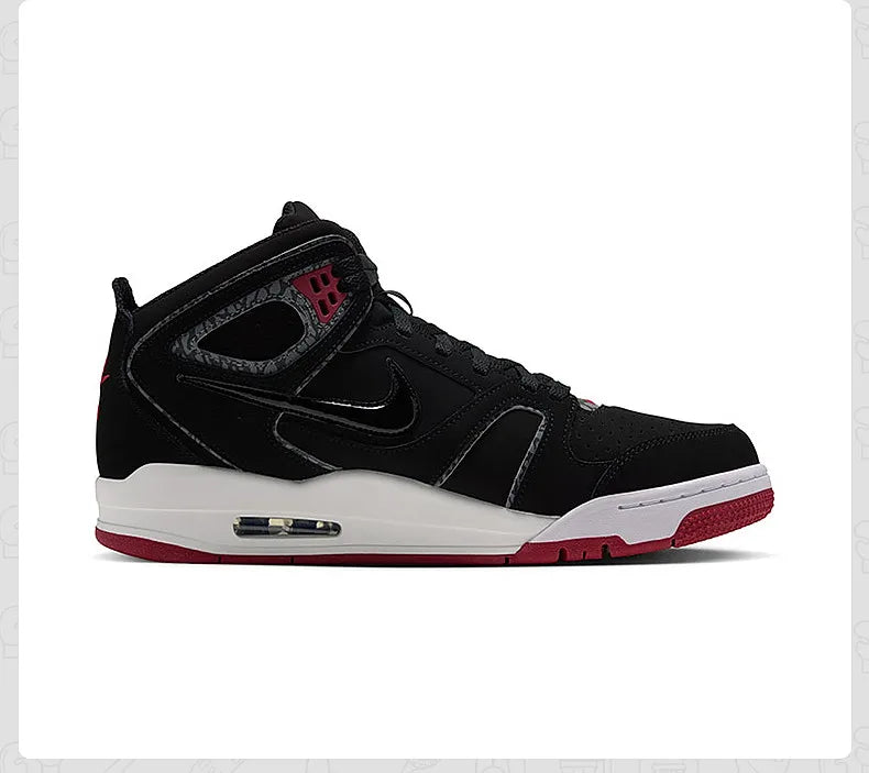 Nike Authentic AIR FLIGHT FALCON 397204‑061, chaussures de basketball mi-hautes pour hommes, noir, blanc, rouge, baskets rétro.