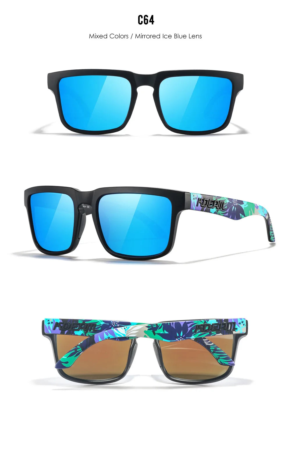 2025 Kdeam Polarized Sunglasses for Men Women Fashion Unisex Brand Trendy Outdoor Eyewear For Couple Mirror red lens