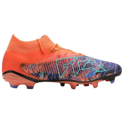 Baskets Puma Future Match 8 FG AG Creativity Pack, couleur orange, motif poppy, noir, 108431-01.