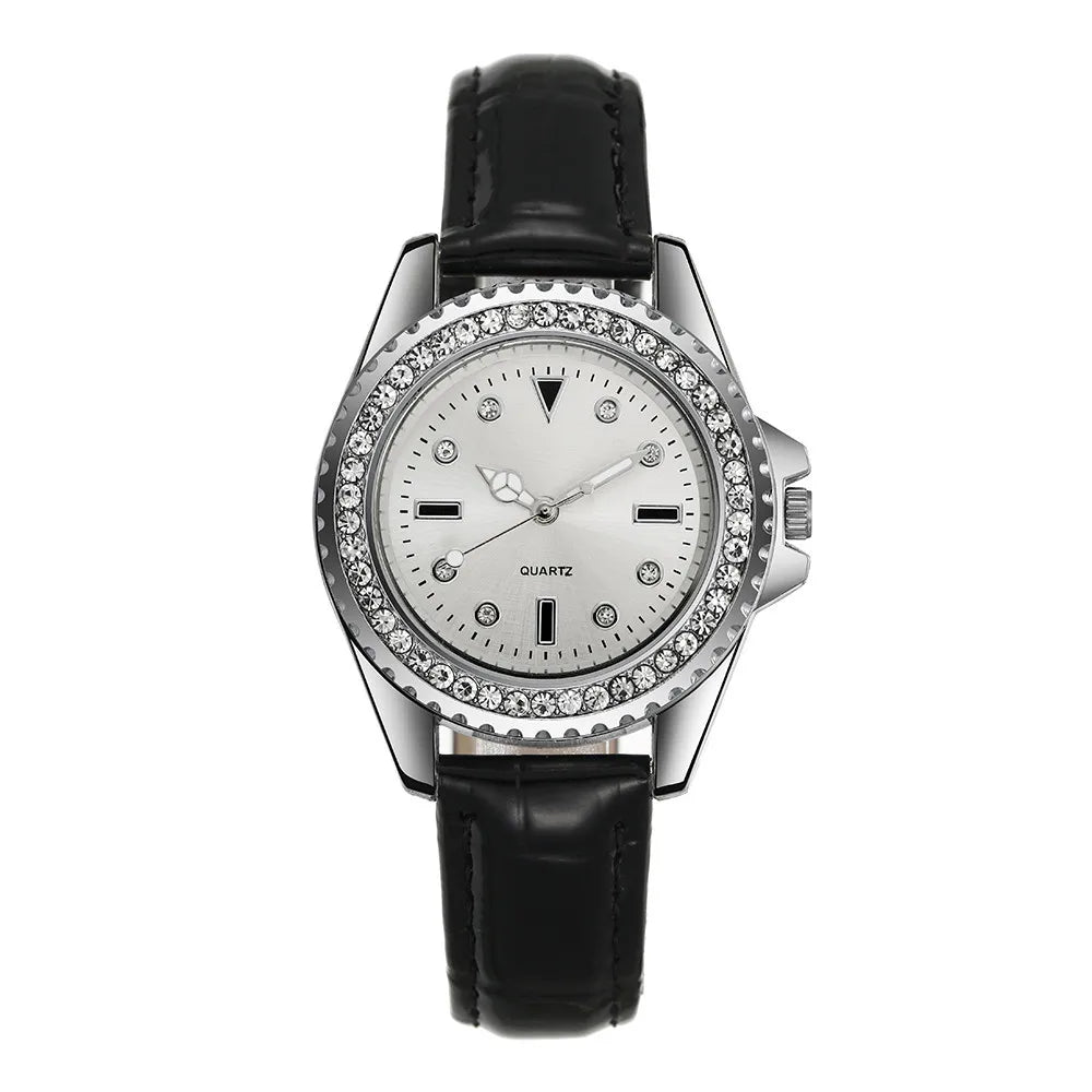 Ladies Luxury Diamond Branded Quartz Watch Fashion 2025 New Simple Green Leather Women's Dress Clock Watch DDP