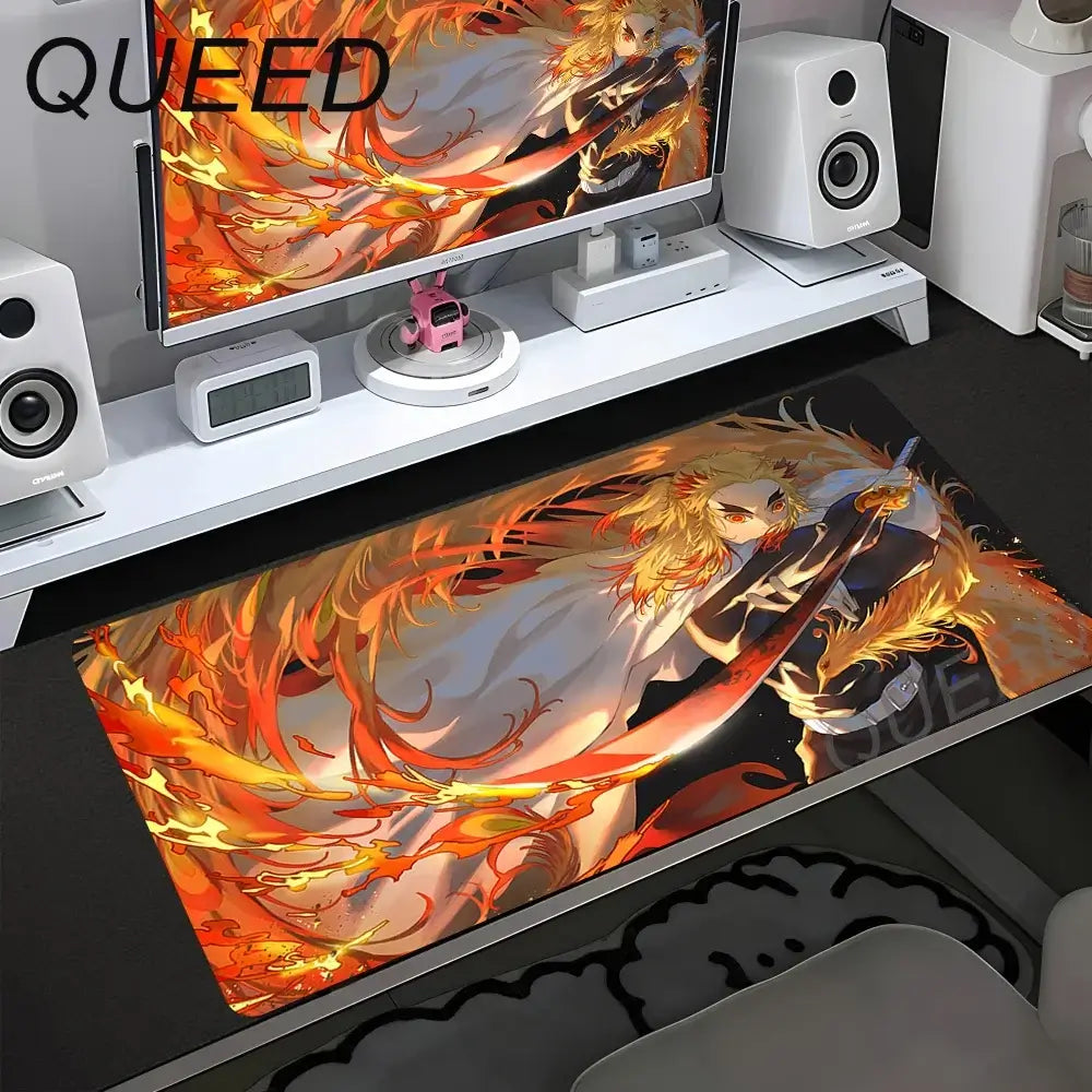 Podloga za računalni stol i tipkovnicu, anime podloga za miš, kawaii djevojka, 900x400mm, gumena protuklizna podloga za miš, Demon Slayers XL