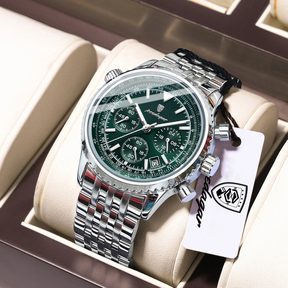 POEDAGAR: relojes de lujo para hombre. Cronógrafo con fecha, de acero inoxidable. Reloj deportivo para hombre, resistente al agua y con luminiscencia. Reloj de cuarzo de estilo militar para hombre.