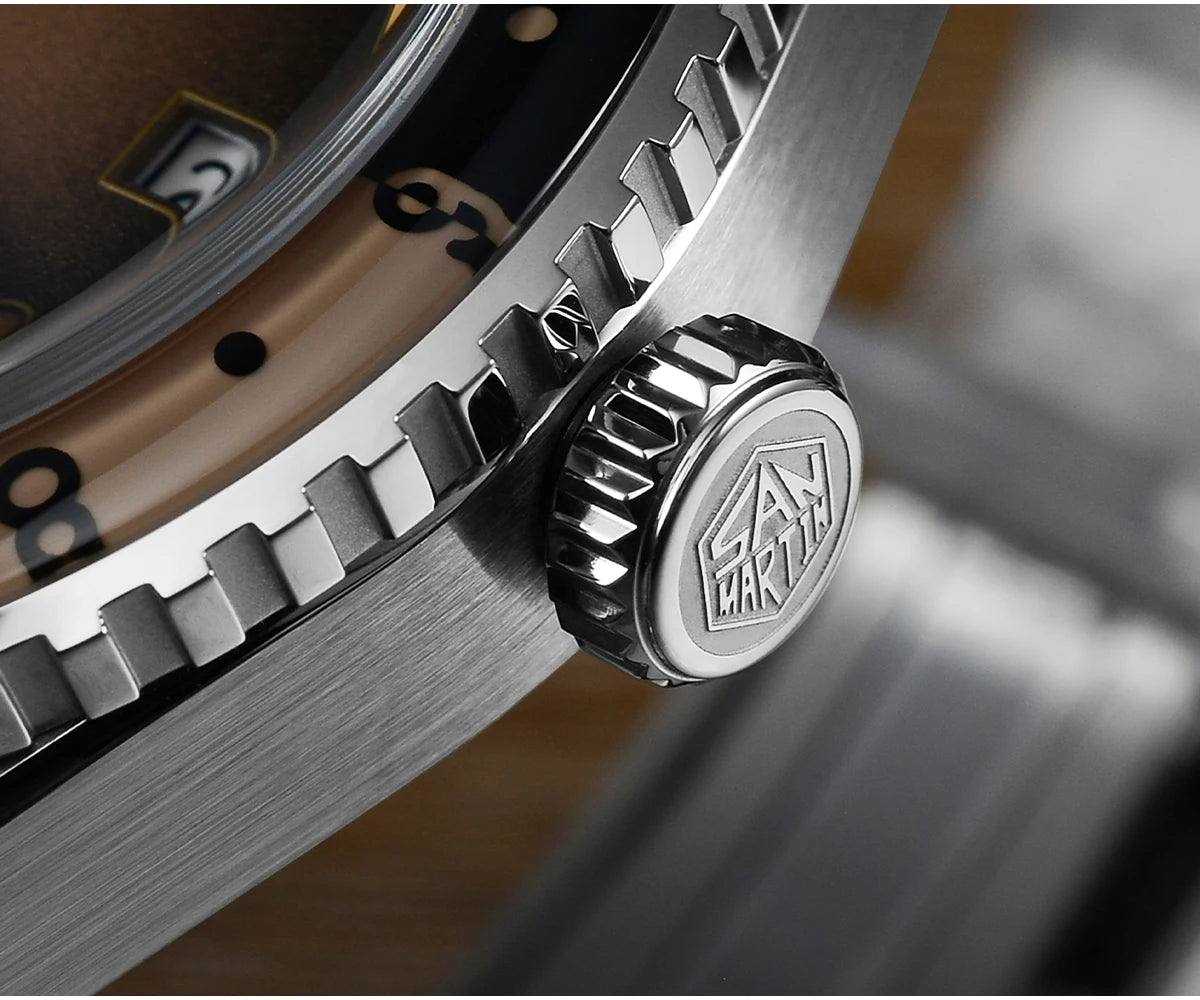 San Martin 2025 Men's Watches, Retro NH34 GMT Sandwich Dial, 40mm Bidirectional Sapphire Bezel, Luxury Sports Watch, 20Bar