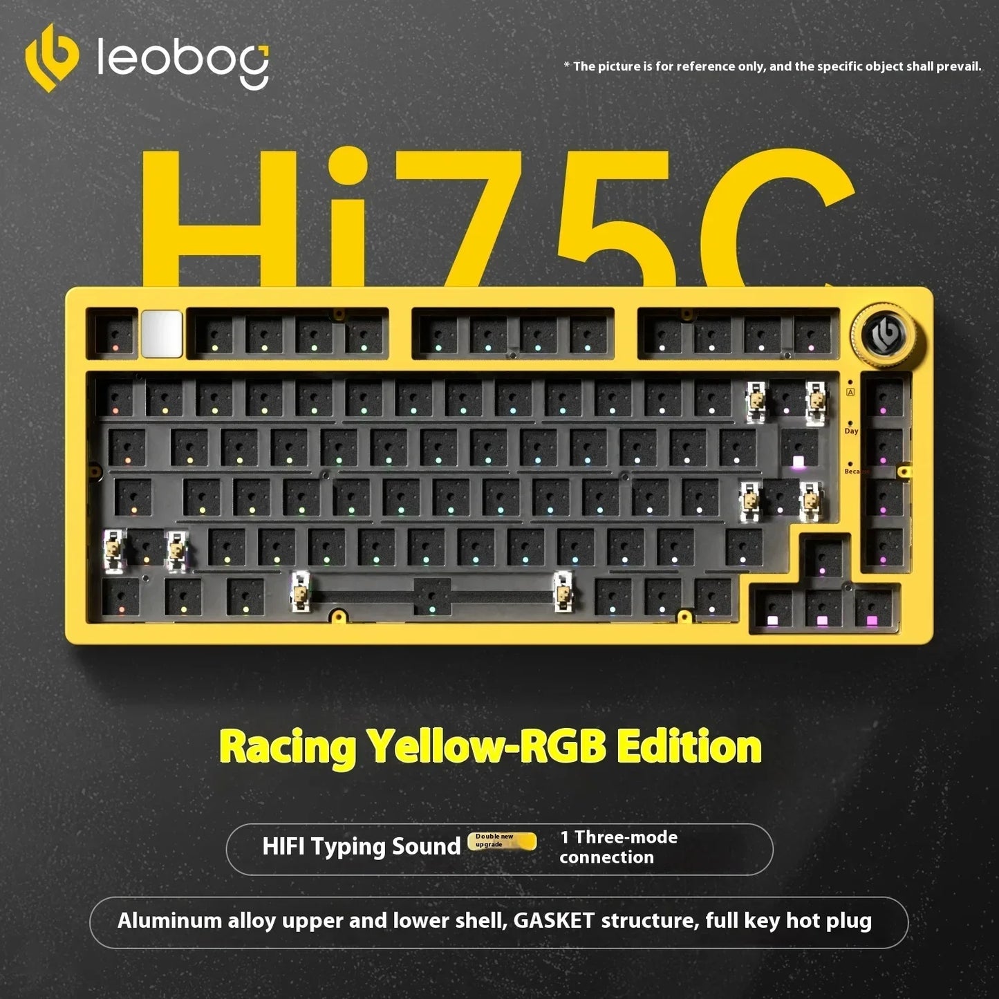 Kit tastiera meccanica LEOBOG Hi75C 3 modalità/cablata Hot Swap con manopola, RGB, guarnizione in lega di alluminio, kit tastiera Hi75C per PC, regalo personalizzato