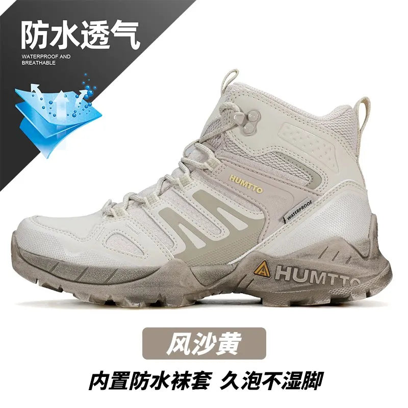 HUMTTO Hiking shoes Men's waterproof hunting Boots Tactical Desert Combat Ankle trekking Boots Male Women warm Leather Sneakers