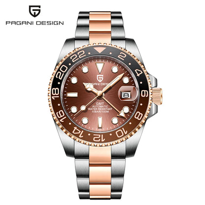 Relógio PAGANI DESIGN 40MM GMT para Homem, Luxo, Safira AR, Mecânico, Luneta em Cerâmica, Automático, 100M à Prova de Água, Relógio para Oferta