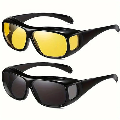 2 szt. Okulary z widzeniem nocnym do jazdy samochodem, okulary przeciwsłoneczne, okulary sportowe na świeżym powietrzu, do jazdy na rowerze i wędkowania, na dzień i na noc, unisex