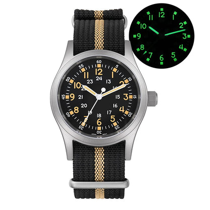Militado ML05 38mm Vintage Watch VH31 Quartz Movement Field Watches Domed Sapphire Crystal With High Clear AR Coating Wristwatch