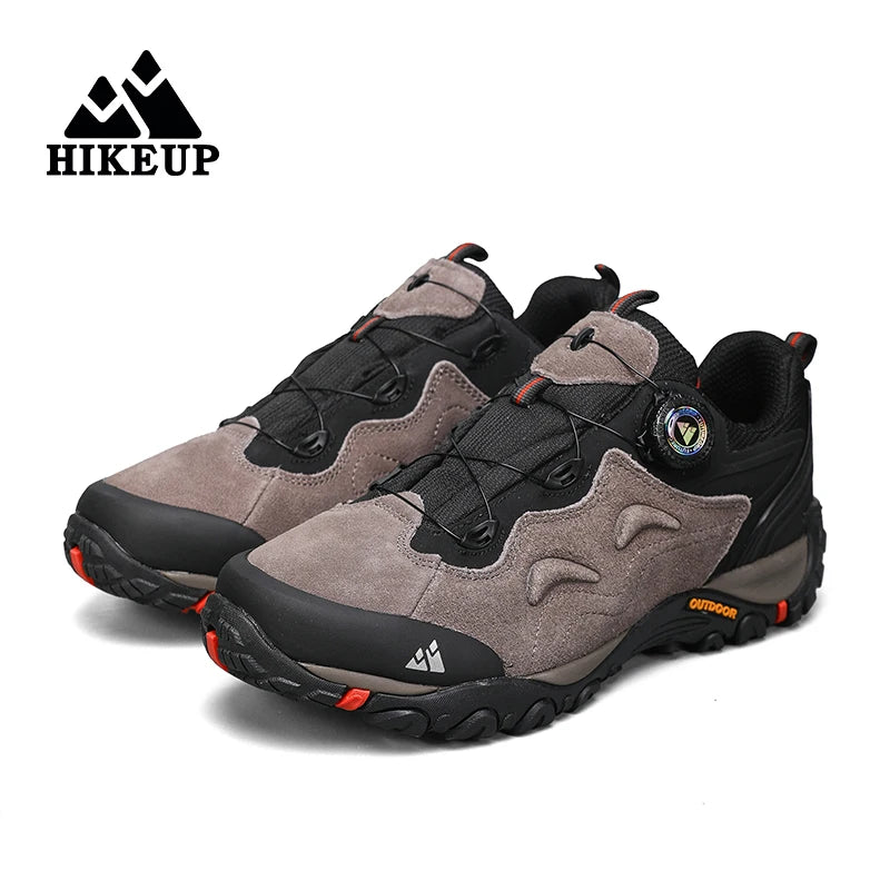 HIKEUP: Zapatos de piel para hombre, zapatillas de senderismo para actividades al aire libre, zapatillas de trekking para turismo, zapatillas de trail running para escalada y montaña, tensor