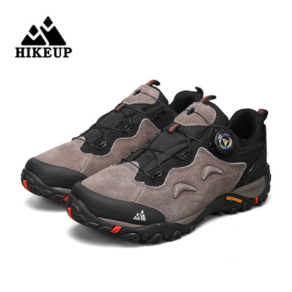 HIKEUP: Zapatos de piel para hombre, zapatillas de senderismo para actividades al aire libre, zapatillas de trekking para turismo, zapatillas de trail running para escalada y montaña, tensor