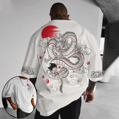 T-shirt de algodão de manga curta com estampado de Dragon Ball Z – Son Goku e Vegeta – Roupa para homem e mulher – Estilo Harajuku, Y2K, vintage, verão, streetwear