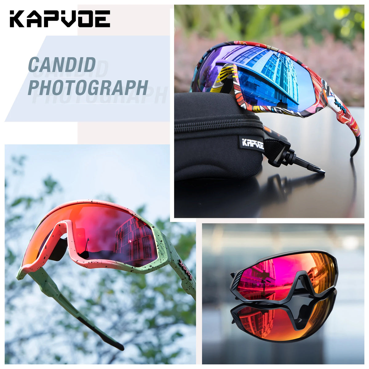 Kapvoe Herren-Marken-Angelbrille, Mountainbike- und Radfahrbrille, Damen-Rennradbrille, Fahrradbrille, Radsportbrille, Oculos Ciclismo