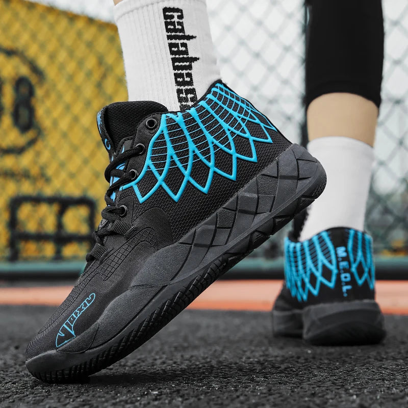 Mládežnické basketbalové boty pro skutečný boj, outdoorové, pohodlné, s odpružením, odolné proti opotřebení, módní, prodyšné