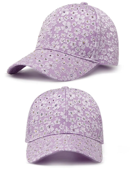 CNTANG Summer Women Rhinestone Baseball Cap Flower Embroidery Hats Female Snapback Fashion Designer Sun Hat Hip Hop Y2k Caps