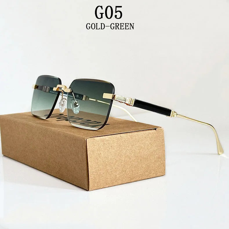 New 2024 Square Sunglasses Women Trendy Vintage Designer Rimless Sunglasses For Men Vacation Fashion Glasses Lentes De Sol Mujer