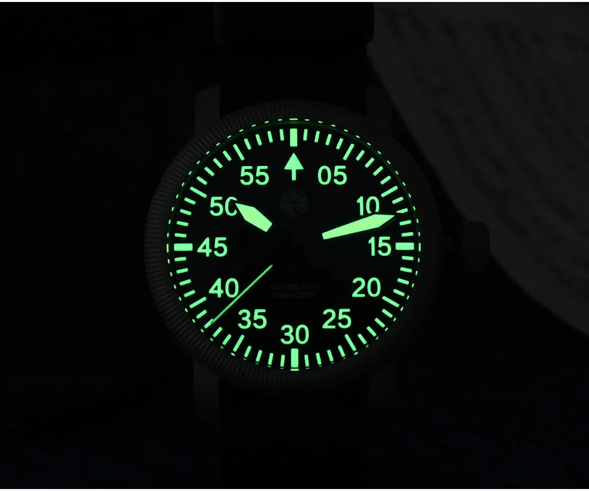 San Martin New 40mm Retro Pilot YN55 Automatic Mechanical Fashion Simple Style Men Wristwatch 100m Waterproof C3 Luminous SN0143