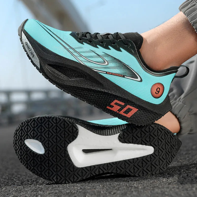 Calçado desportivo para homem e mulher, ténis de corrida, placa de carbono, corrida de maratona masculina, amortecimento, calçado de treino de atletismo