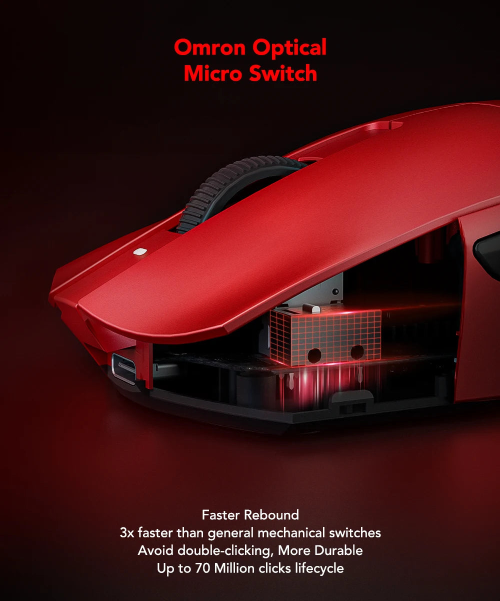 KYSONA Jupiter Series gamingmus – kablede/trådløse mus, 8Khz PAW3950-sensor, Bluetooth, 46g, genopladelig, webdriver til PC og bærbar