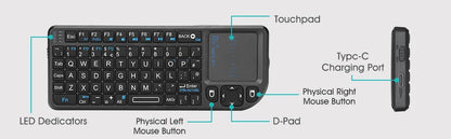 Original Rii X1 2.4GHz Mini-Wireless-Tastatur Englisch/RU/ES/FR mit Touchpad für Android TV Box/PC/Laptop