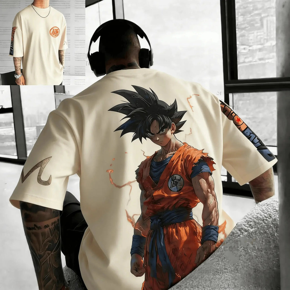 Letní tričko s motivem Dragon Ball – poškozený Goku, vintage anime, pánské, z čisté bavlny, ležérní, volný střih, sportovní, na každodenní nošení