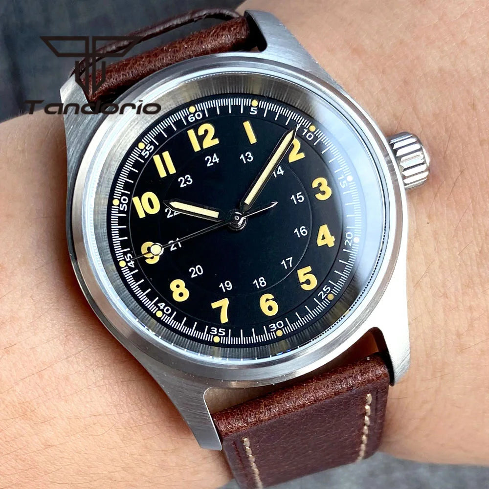 Tandorio 36 mm Fashion 20 BAR automatisk dykar- och pilotklocka för män och kvinnor NH35/PT5000/Miyota8215-urverk safirglas armbandsur med grön luminiscens