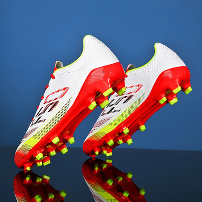 Chaussures de football AG FG pour hommes, tige en PU souple, structure de crampons renforcée, pour adultes, pour les matchs et entraînements de football en plein air sur pelouse.