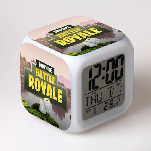 Fortnite-Wecker, niedlich, modisch, im Cartoon-Stil, personalisiert, kreativ, Kawaii, minimalistischer LED-Wecker, Geschenk zum Geburtstag von Freunden