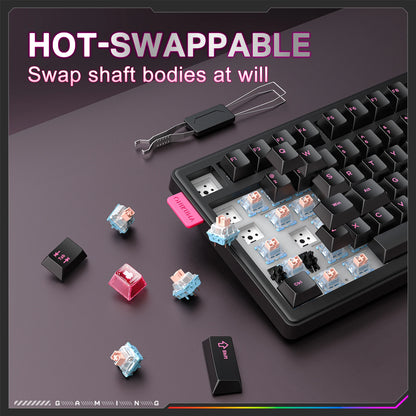 Onikuma 2025 New Mt706 RGB Gaming Mechanical Keyboard 2.4g/ Wired/Bt, 81-Key PBT RGB Gaming Keyboard