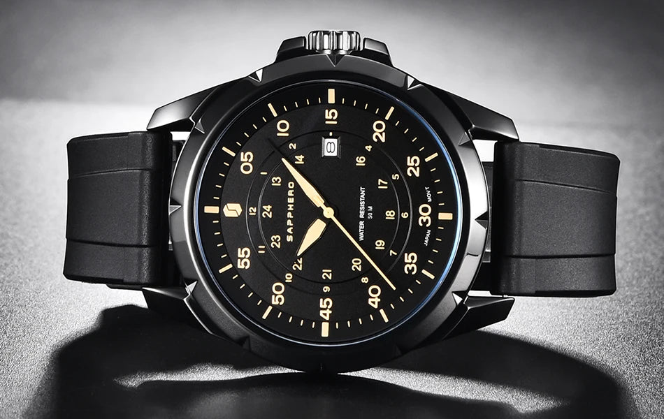 Montre pour homme SAPPHERO – Montre à quartz de luxe, étanche jusqu'à 50 m, équipée d'un mécanisme importé et d'un boîtier en acier inoxydable – Une idée cadeau idéale pour homme.