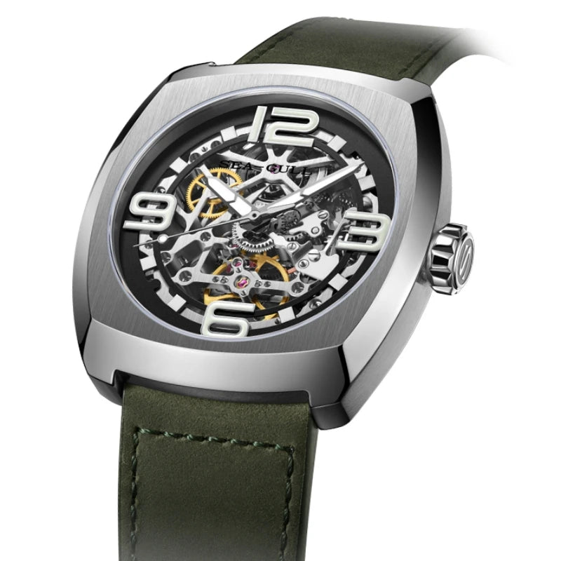 2025 Seagull Men's Mechanical Watches 44MM Skeleton Dial Luxury Man Wristwatch Sapphire Stainless Steel Waterproof Clock 6167