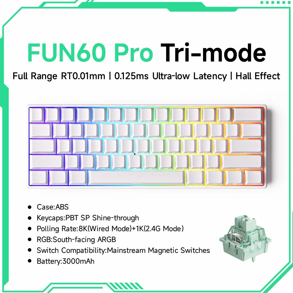Akko MonsGeek FUN68 FUN60 PRO&MAX Tastiera magnetica HE 60% 65% Tastiere da gaming Rapid Trigger 8K Tastiera custom per gamer Esports