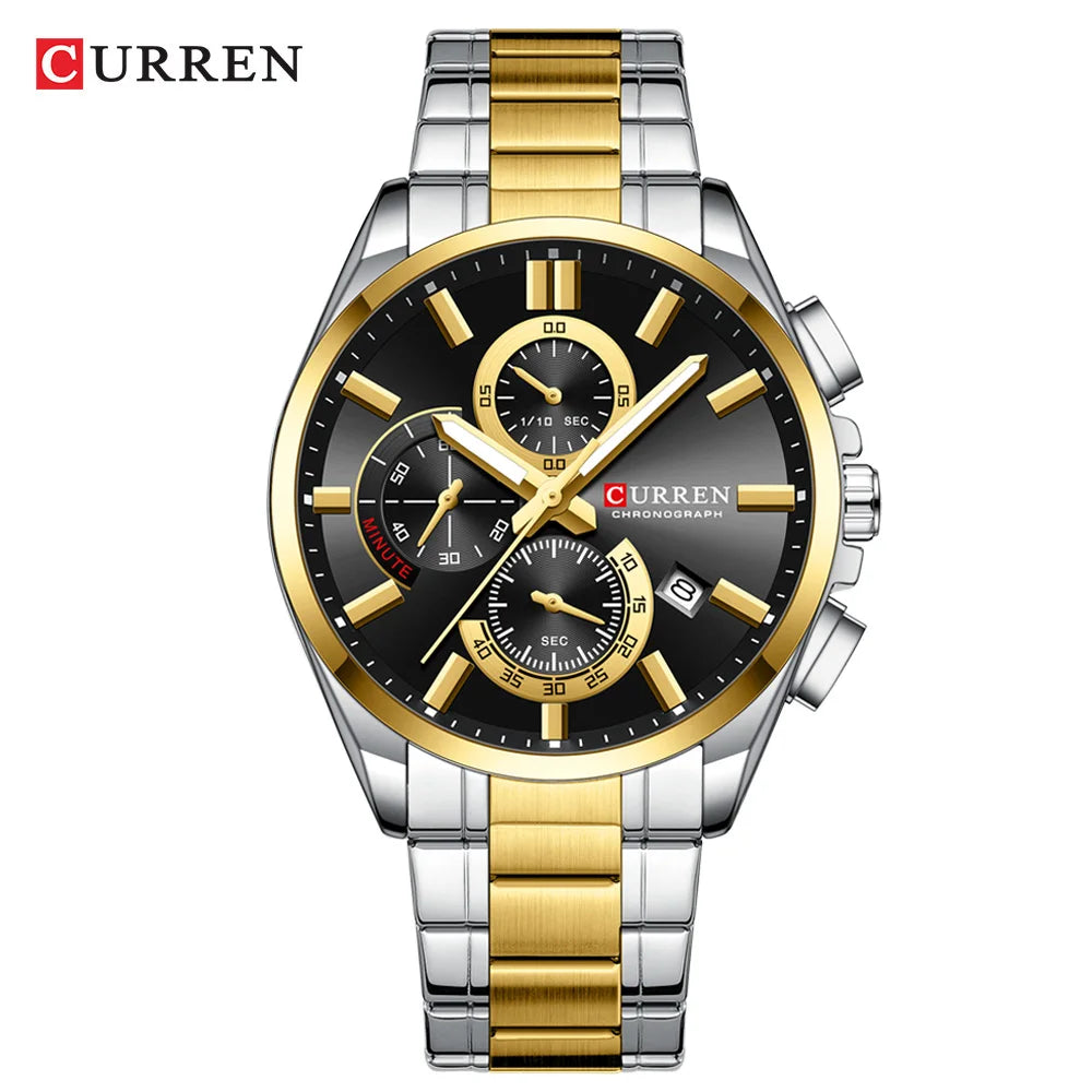 CURREN mode décontracté homme d'affaires montre de luxe bracelet en acier inoxydable montres à Quartz lumineux chronographe calendrier montre