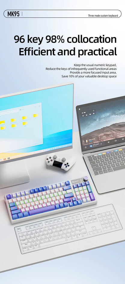SMAILWOLF MK95 Bluetooth Wireless Three-Mode Mechanical Keyboard Arabic Russian Korean Thai Spanish Keyboard E-Sports Game