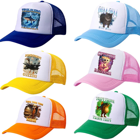 Italian Brainrot Baseball Caps Funny Anime Print Tung Tungtung Sahur Hats Summer Adjustable Fmaliy Headdress Cap Birthday Gifts