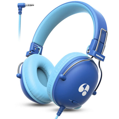 Casque Enfant Awatrue HK05, Limiteur de Volume 74/85dB, Prise 3.5mm, Bleu et Rouge, Son Stéréo, Compatible iPad/Tablette/Kindle/YOTO Player, Voyage en Avion pour Garçons et Filles