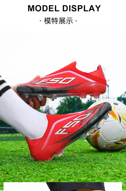 Neue Herren-Fußballschuhe, Futsal- und Outdoor-Sneaker, rutschfeste hochwertige Fußballschuhe mit Stollen für Rasenplätze, Bestseller, High-Top, leicht