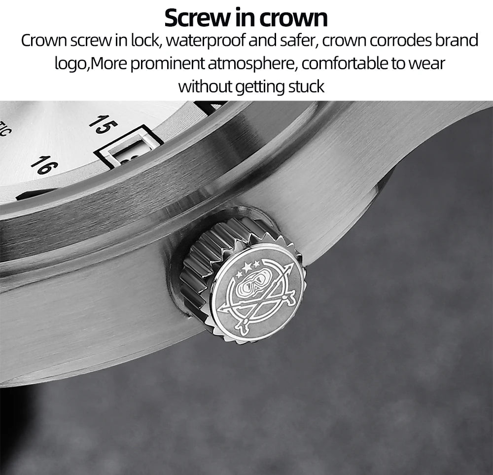 ADDIESDIVE Men's Retro Mechanical Watch Sapphire Mirror Glass Stainless Steel Watch BGW9 Luminous 200m Waterproof Analog Watch