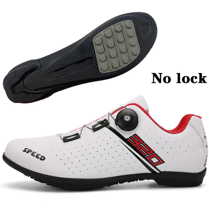 Scarpe da ciclismo professionali con suola in gomma, fibbia a bottone, scarpe da MTB da donna senza chiusura, scarpe da ciclismo indoor da uomo, scarpe da ciclismo cross-country
