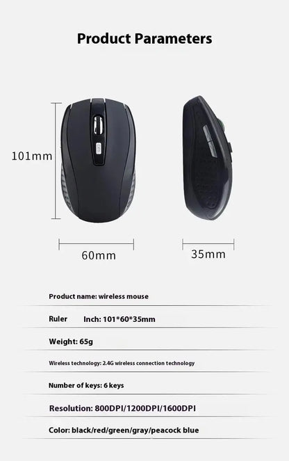 Wireless Mouse Silent Mouse 2.4G Portable Mobile Optical Office Mouse Adjustable 1600 DPI Levels For Notebook PC Laptops MacBook