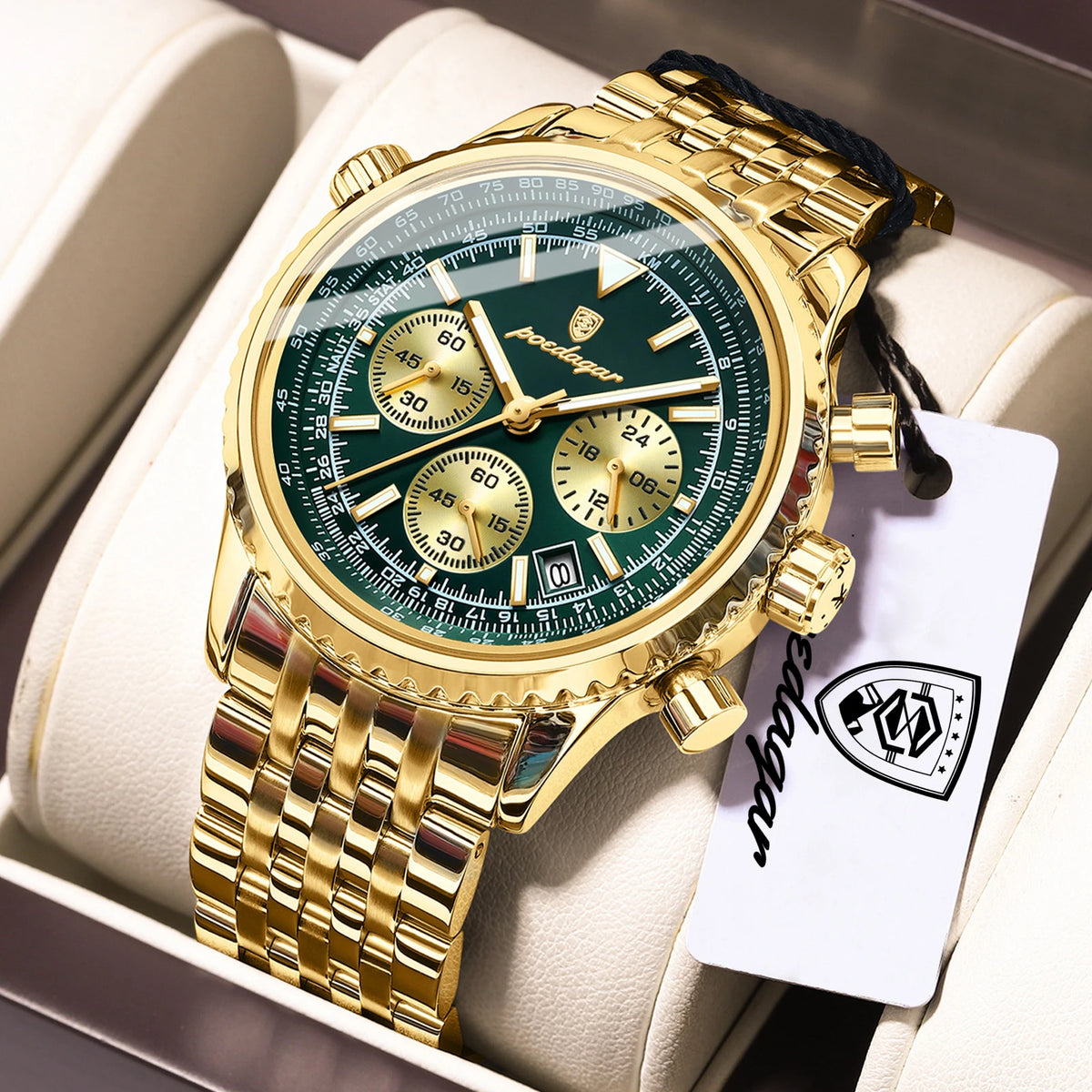 POEDAGAR: relojes de lujo para hombre. Cronógrafo con fecha, de acero inoxidable. Reloj deportivo para hombre, resistente al agua y con luminiscencia. Reloj de cuarzo de estilo militar para hombre.