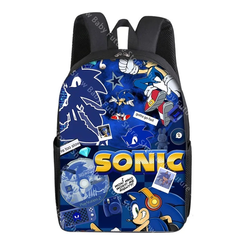 New Cute Anime Backpack for Adult Men Student Schoolbag Teenagers Cartoon Sonics Bag Rucksack Waterproof Bookbag Birthday Gifts
