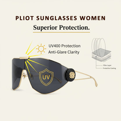 Oversized One-Piece Windproof Mask Sunglasses Women 2026 Luxury Fashion Vintage Steampunk Polygon Shield Wrap Around Sun Glasses