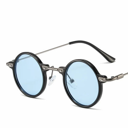 Occhiali da sole rotondi per uomo e donna, occhiali da sole retrò in stile steampunk, occhiali da sole da uomo e da donna, occhiali da sole di marca, montatura in metallo, occhiali da sole
