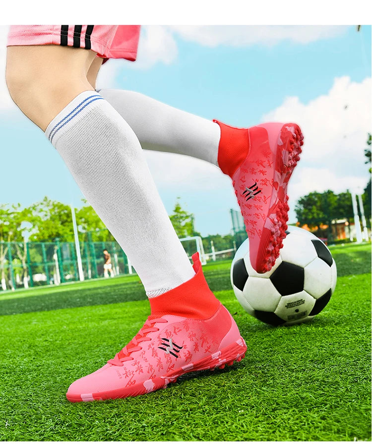Nouvelles bottes de Football hommes chaussures de Football crampons chaussure de Football professionnelle hauts pointes antidérapantes pour grands garçons large baskets d'entraînement