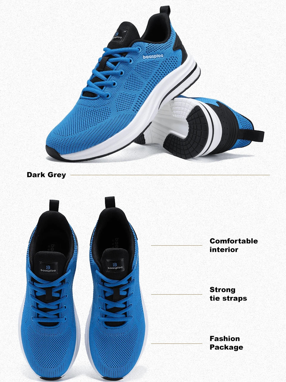 Ténis de corrida para homem da marca Baasploa: ténis casuais de malha, de designer, leves, com atacadores, novos, para desporto ao ar livre e ténis de ténis