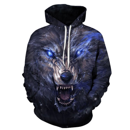 Bluzy z kapturem z nadrukiem 3D wilka, dla mężczyzn i kobiet, modne, casualowe, oversize, pulower w stylu hip-hop Harajuku, streetwearowe hoodie