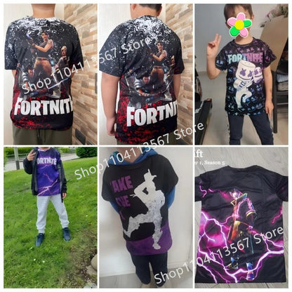 Battle Royale T-Shirt, Fortnite T-Shirt, Victory, Cartoon-Oberteile, Teenager-Kleidung, Kinder, Helden, Spiel, Festung, Nacht, 3D, Jungen, Mädchen, T-Shirt