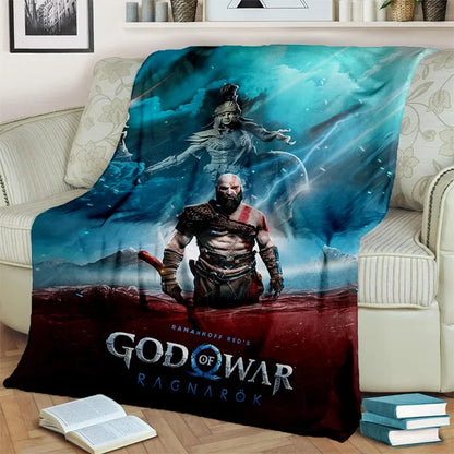 3D God of War Games Gamer Kratos HD Blanket,Soft Throw Blanket for Home Bedroom Bed Sofa Picnic Travel Office Cover Blanket Kids